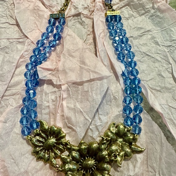 Heidi Daus Blue and Gold Floral Necklace - Picture 4 of 6